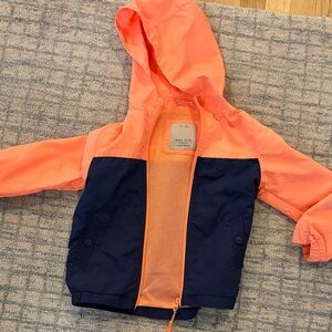 Zara Kids Colorblock Hooded Windbreaker - bright orange & Navy
